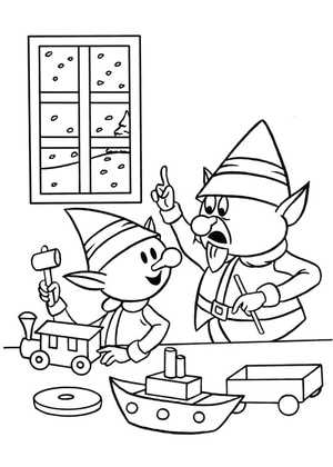 Rudolph's Elves Coloring Page
