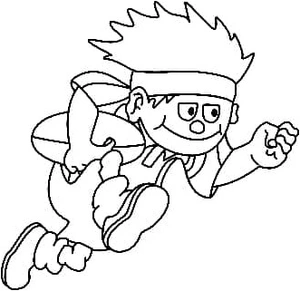 A Boy Playing Rugby Coloring Page