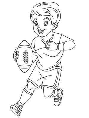 A Boy with a Rugby Ball Coloring Page
