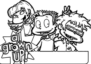 Three Rugrats Characters Coloring Page