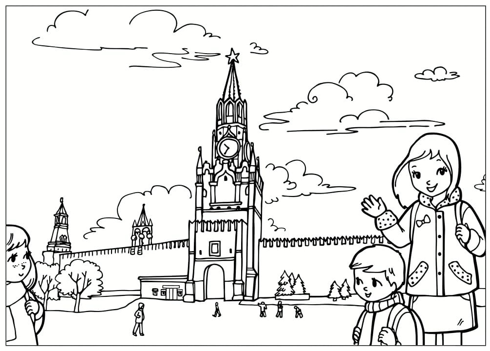 Kremlin in Moscow Coloring Page