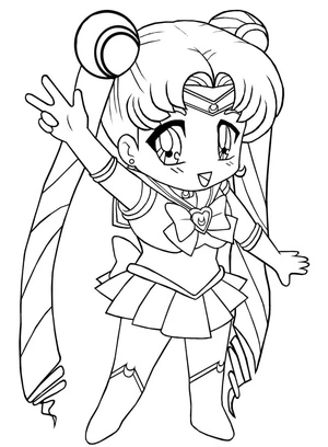 Sailor Moon in Chibi Style Coloring Page