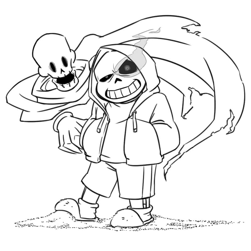 Papyrus and Sans from Undertale Coloring Page