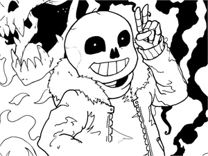 Printable Coloring Page Featuring Sans from Undertale Coloring Page