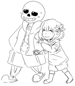 Sans and Frisk Sans & Frisk Coloring Page