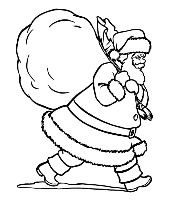 Santa Claus carrying his sack Coloring Page