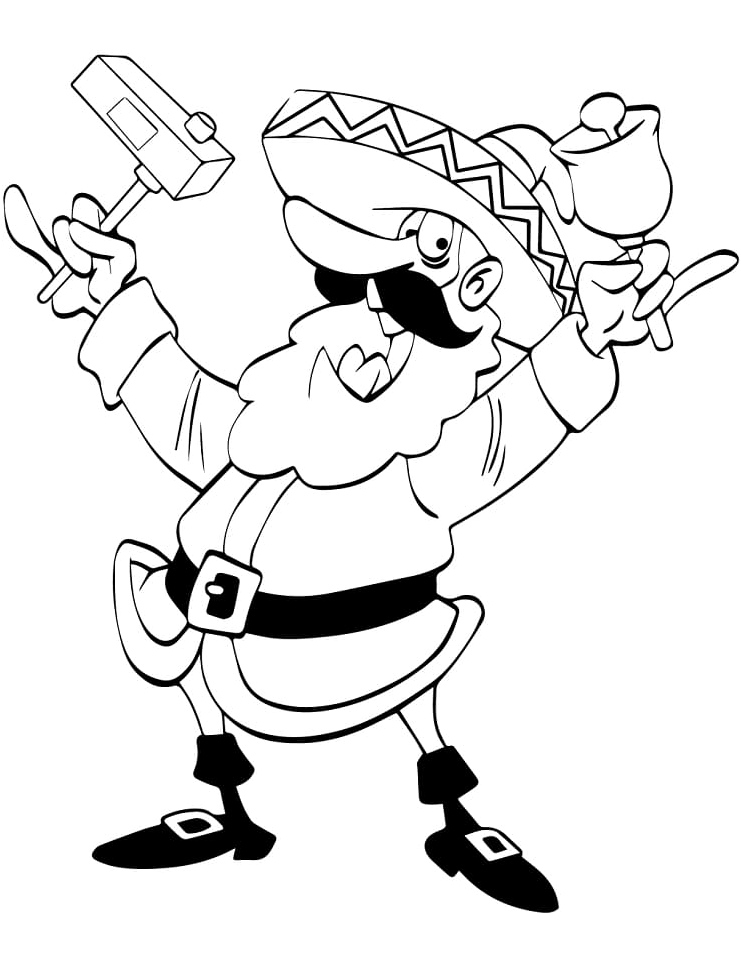 Santa Claus in Mexico Coloring Page