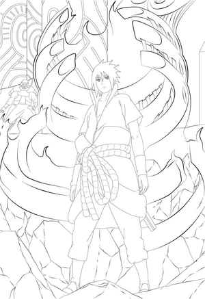 Chill Sasuke with Susanoo Coloring Page