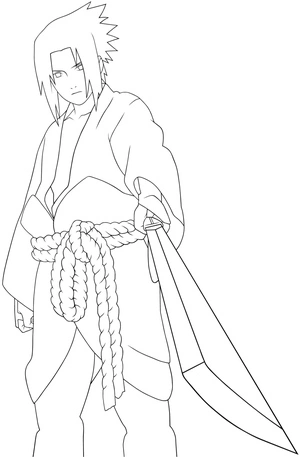Sasuke Pointed The Tip Of His Sword Coloring Page