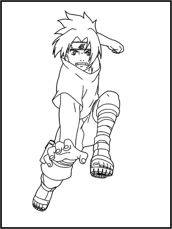 Sasuke's Tiny Strike Coloring Page