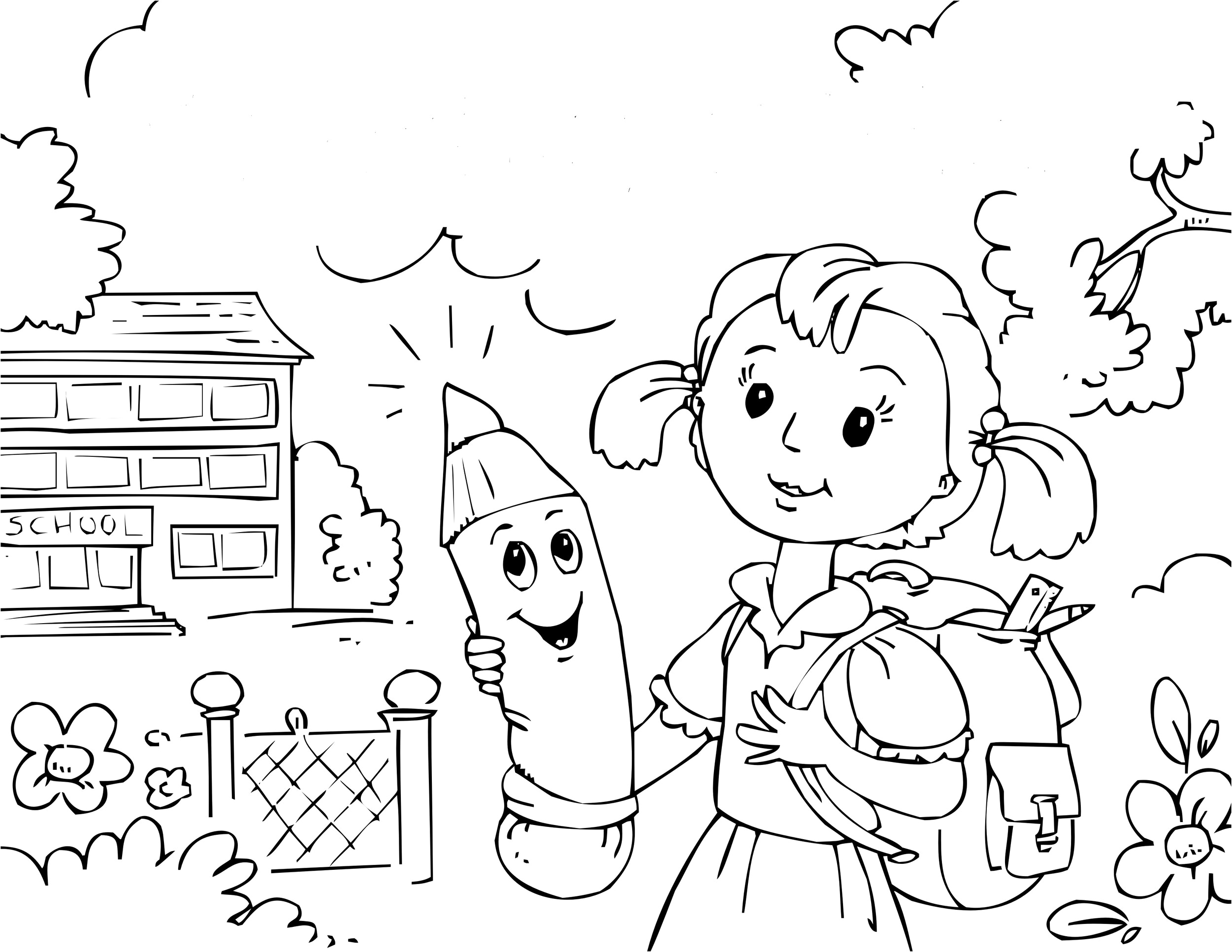 Coloring Page for My First Day of School Coloring Page