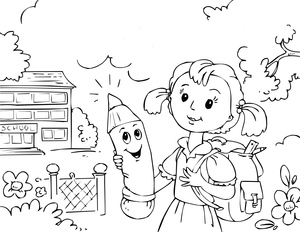 Coloring Page for My First Day of School