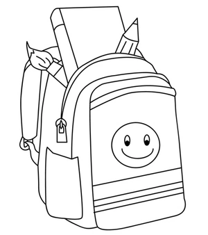 School Backpack Smiling Coloring Page