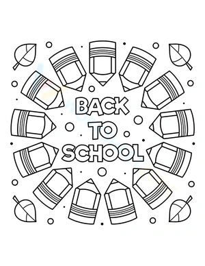 School-themed Mandala Coloring Page