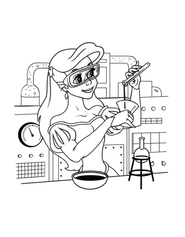 A Beautiful Girl Creating The Perfect Perfume Coloring Page
