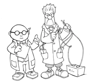 Adult Professors Engage in Experiments Coloring Page