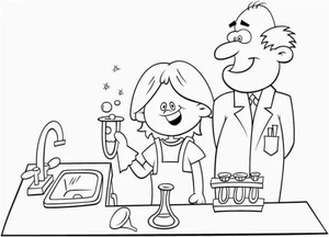 Coloring Page: Science Experiments Under the Watchful Eye of a Firm Teacher Coloring Page
