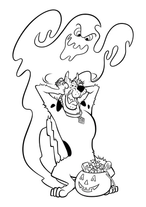 Halloween Ghost With Scooby Doo Coloring Page