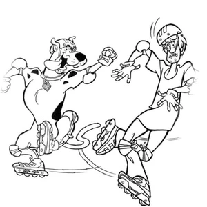 Scooby-Doo and Shaggy Roller Skating Coloring Page