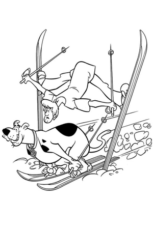 Scooby-Doo and Shaggy Snowboarding