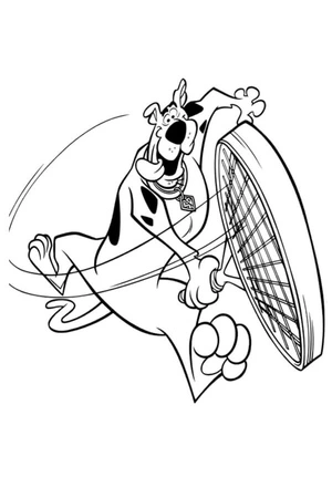 Scooby Doo Engaged in a Tennis Match Coloring Page