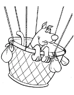 Scooby Doo Flying in a Hot Air Balloon Coloring Page