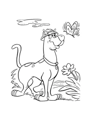 Scooby Doo with a Butterfly Coloring Page