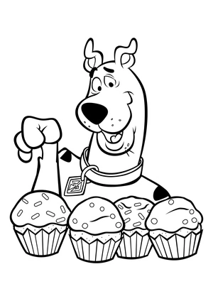 Scooby Doo with Cakes Coloring Page