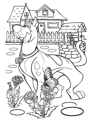 Scooby Doo with Floral, Butterfly, and House Design