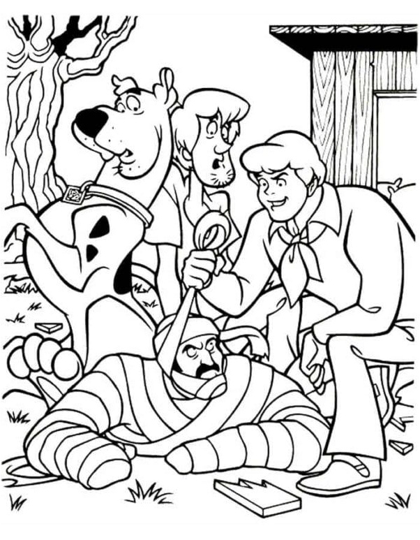 Scooby's Team is Skilled at Catching Mummies Coloring Page