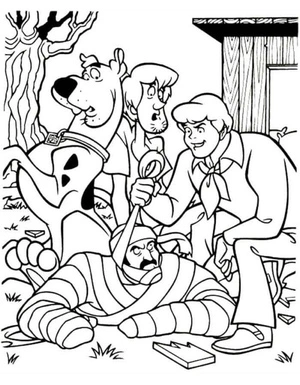 Scooby's Team is Skilled at Catching Mummies Coloring Page