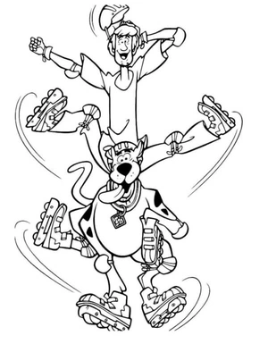 Shaggy and Scooby-Doo Roller Skating Coloring Page