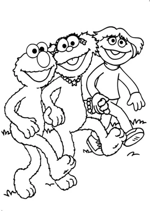 Close Friends on Sesame Street Coloring Page