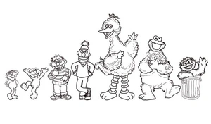 Colorful Characters from Sesame Street Coloring Page