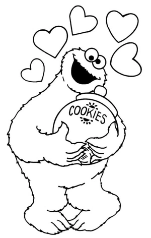 Cookie Monster with a Cookie Coloring Page