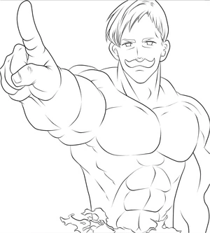 Escanor from the anime Seven Deadly Sins Coloring Page