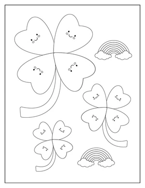 Shamrocks and Rainbows Trio Coloring Page
