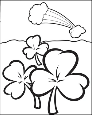 "Three Shamrocks in the Clouds" Coloring Page