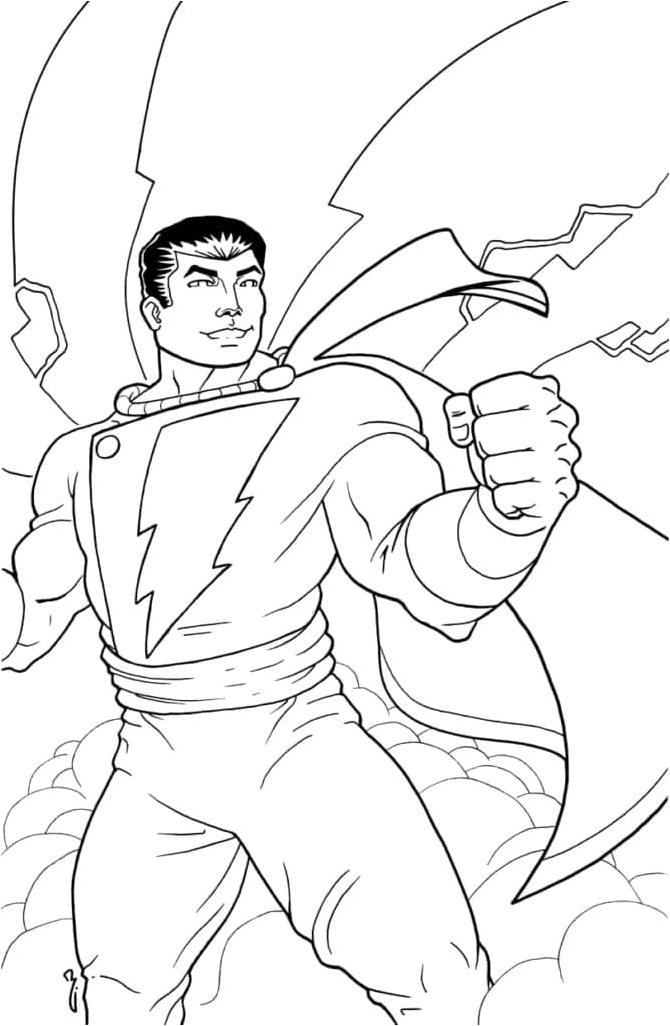 Please name it Cheerful Shazam instead of Happy Shazam. Coloring Page