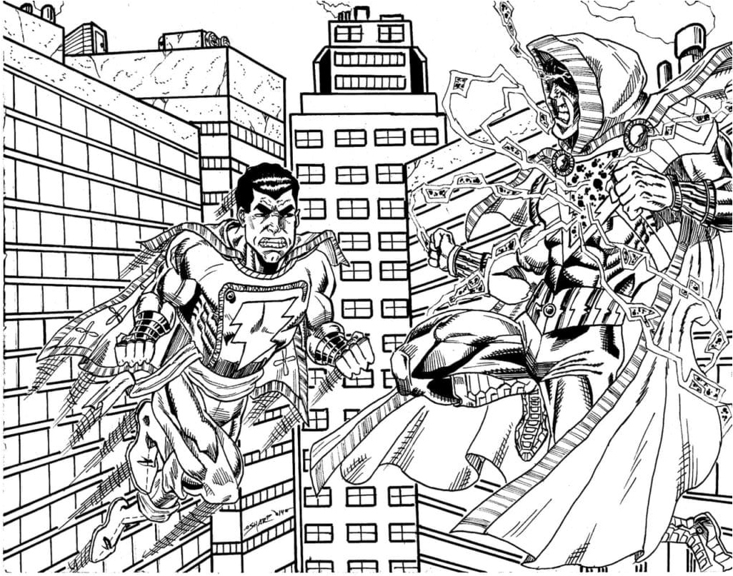 Shazam versus Black Adam Coloring Page
