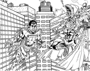 Shazam versus Black Adam Coloring Page