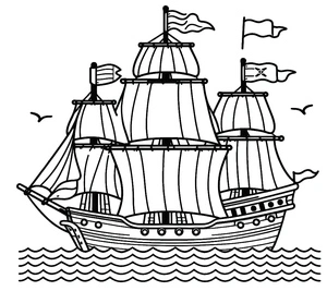 A Large Ship Coloring Page