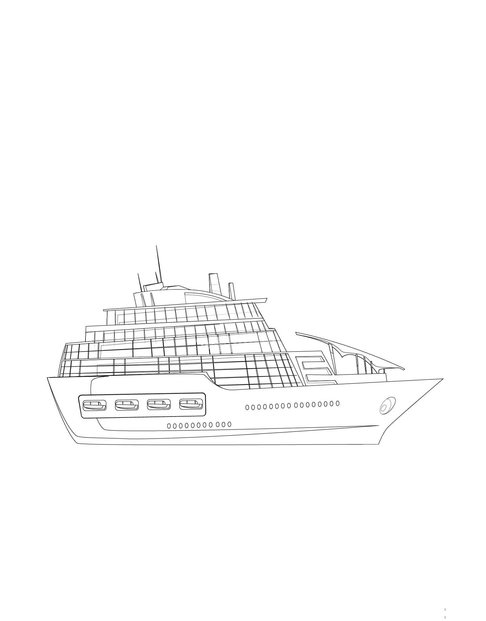 Simple Cruise Ship Coloring Page