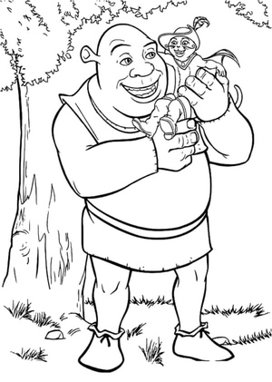 Cheerful Shrek Holding a Cat
