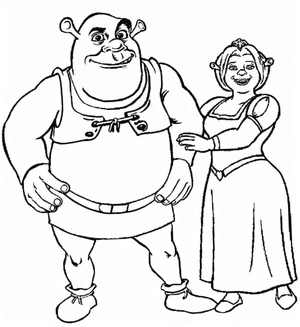 Coloring Shrek and Fiona Coloring Page