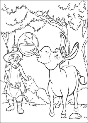 Donkey Enjoys Entertaining His Friends Coloring Page