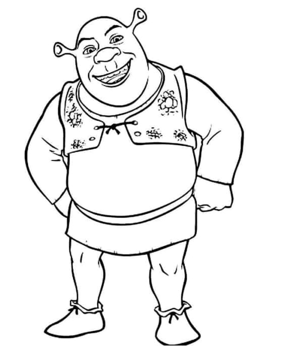 Exciting Shrek in a Standing Pose Coloring Page