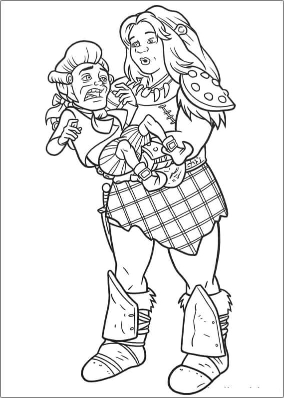 Fiona the Strong Captures Lord Farquaad Coloring Page