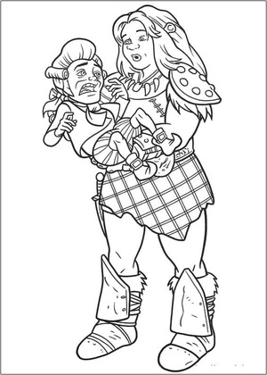 Fiona the Strong Captures Lord Farquaad Coloring Page