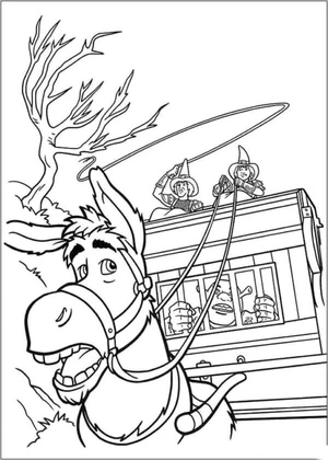 Shrek and His Donkey pal, Together Forever Coloring Page